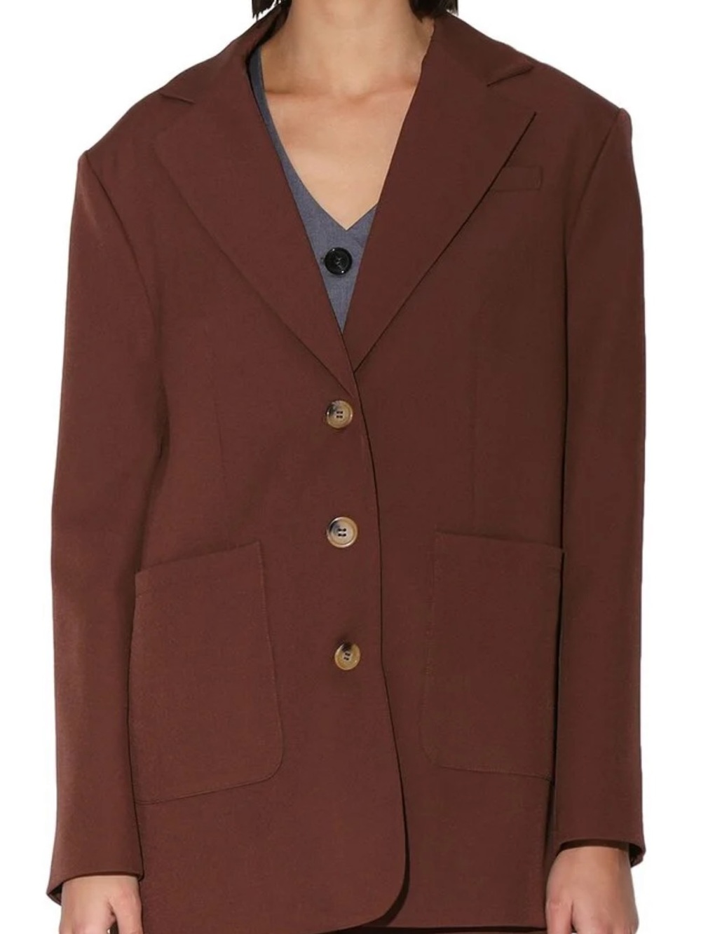 Walter Baker Brown Single-Breasted Patch Pocket Blazer